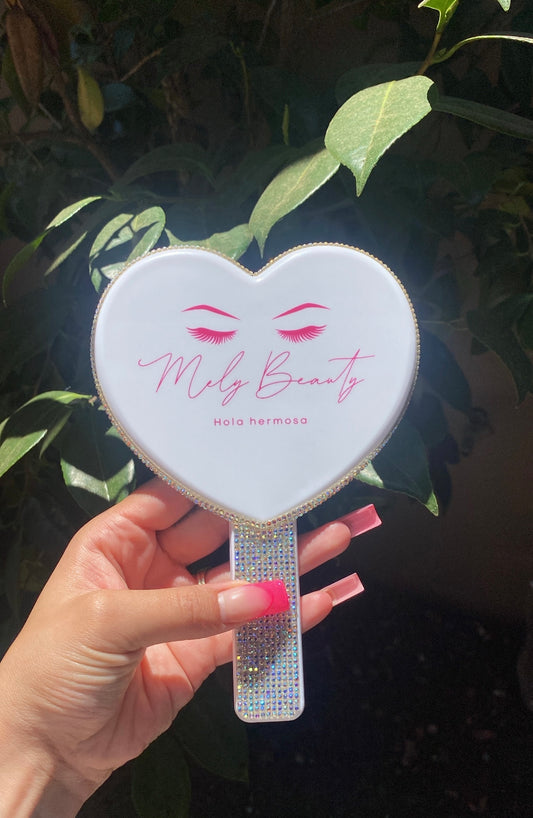 Hola Hermosa Heart Hand Mirror